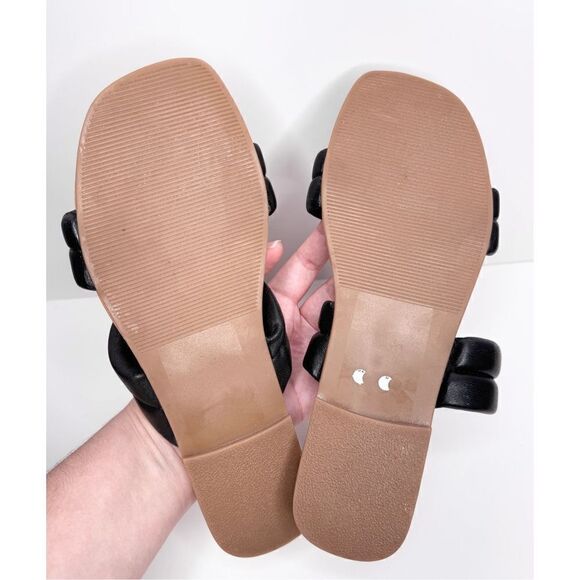 Steve Madden Sandals Womens Size 7 Black Leather Double Strap Open Toe - Picture 9 of 9